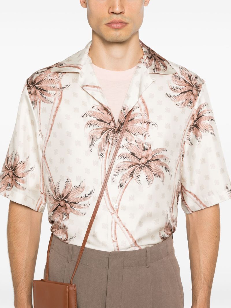 Neutral Palm Tree-print Silk Shirt