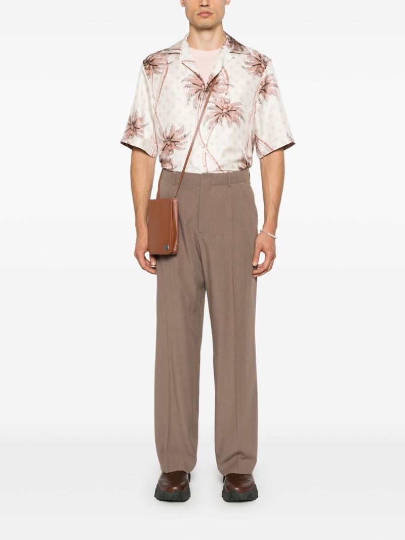 Neutral Palm Tree-print Silk Shirt