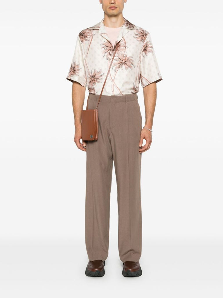 Neutral Palm Tree-print Silk Shirt