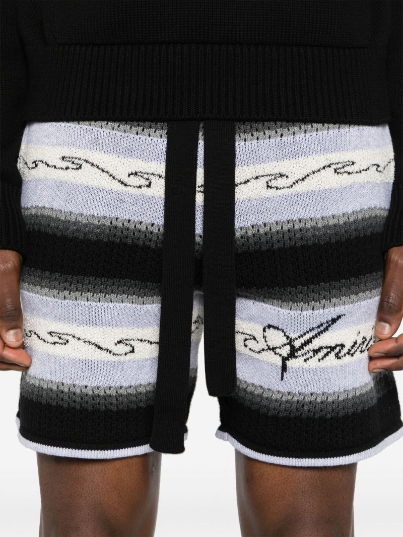 Black Striped Cotton Shorts