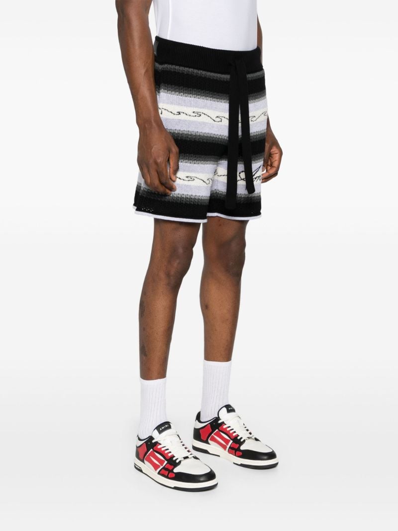 Black Striped Cotton Shorts