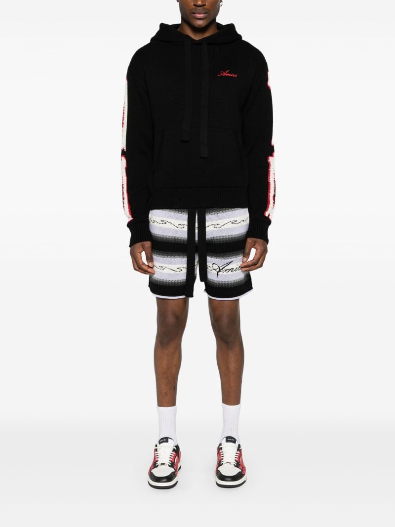 Black Striped Cotton Shorts