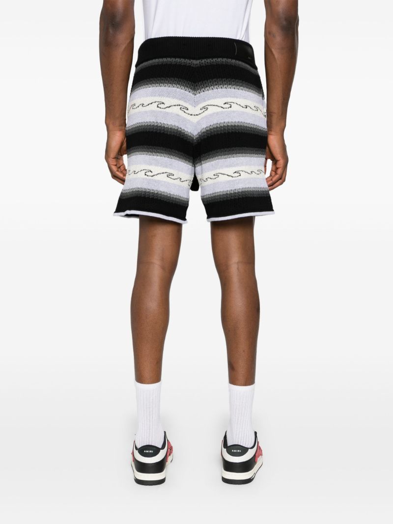Black Striped Cotton Shorts