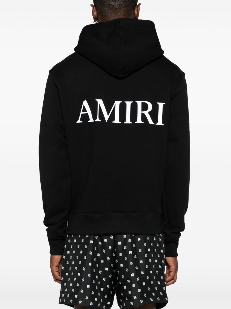 Black Ma-print Cotton Hoodie