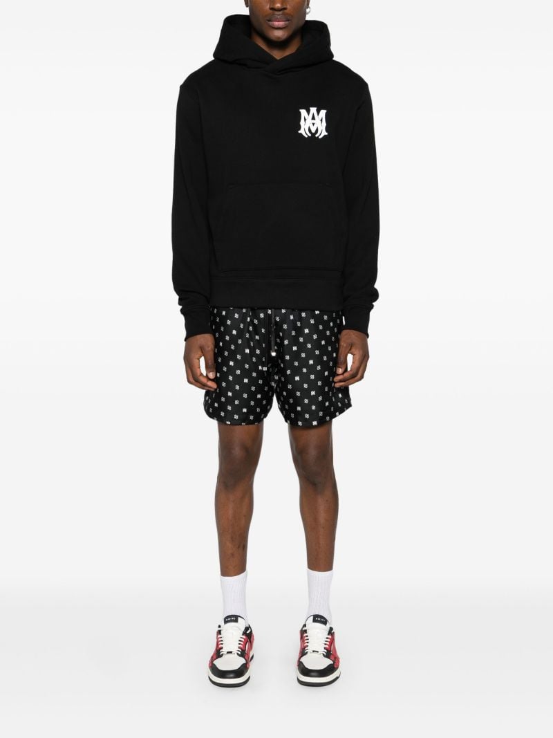 Black Ma-print Cotton Hoodie