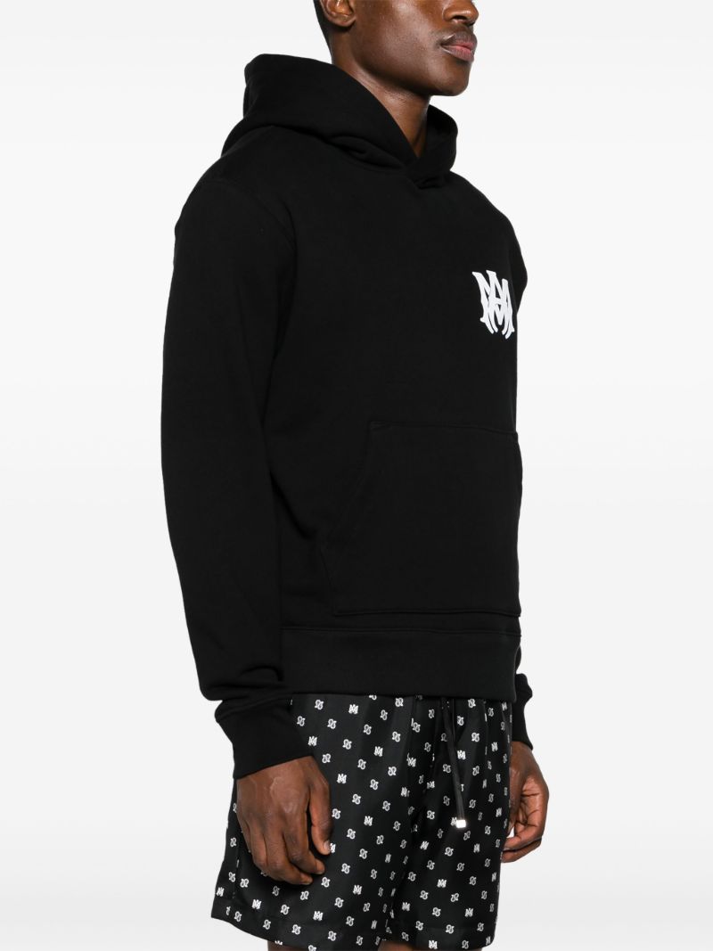 Black Ma-print Cotton Hoodie