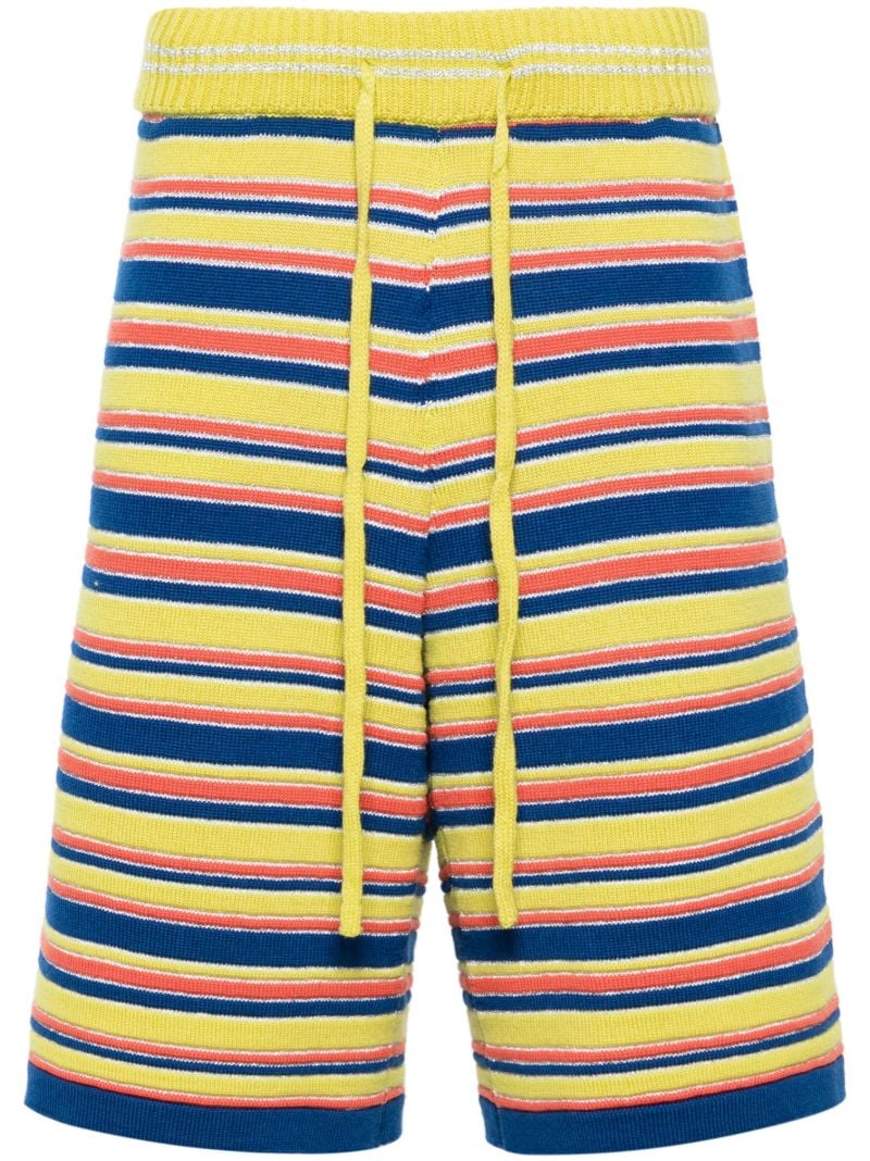Yellow Striped Ribbed Shorts