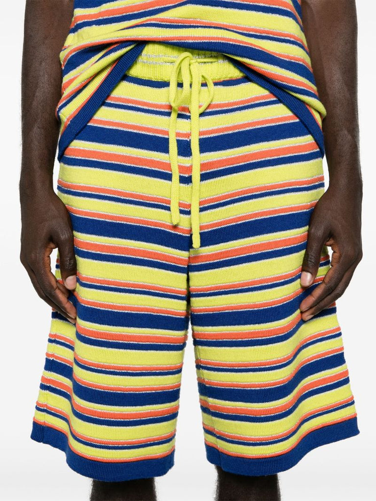 Yellow Striped Ribbed Shorts