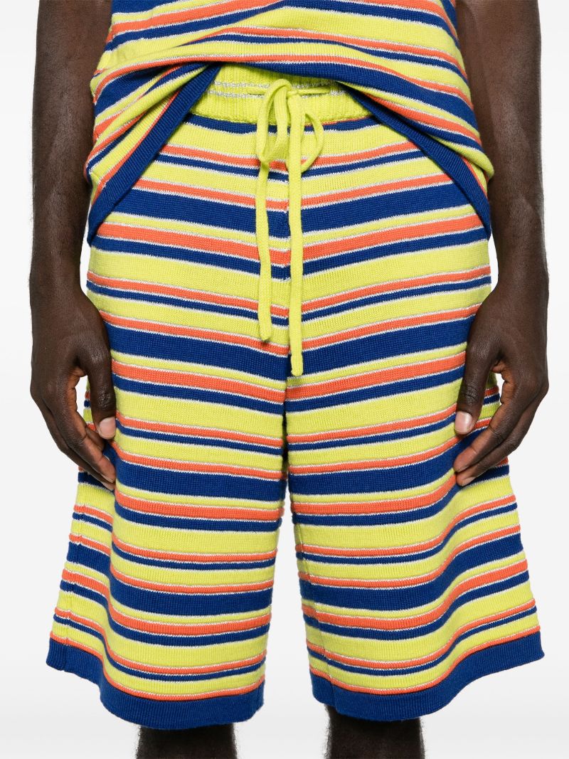 Yellow Striped Ribbed Shorts