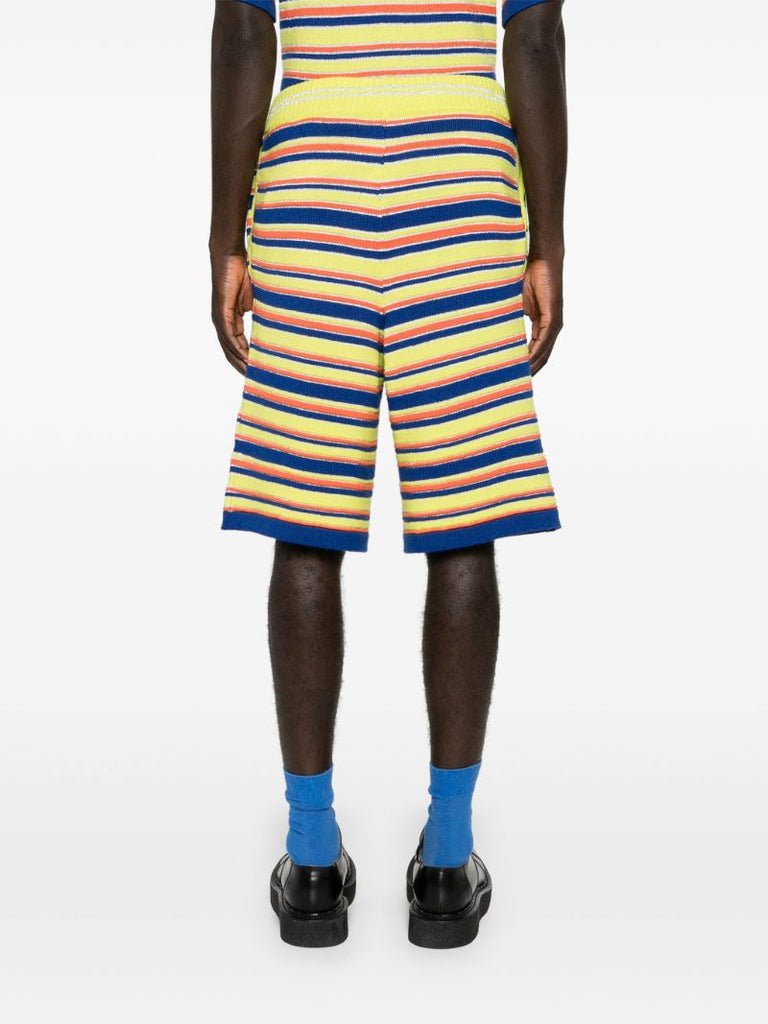 Yellow Striped Ribbed Shorts