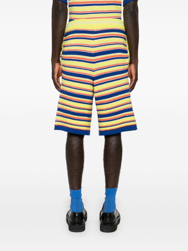 Yellow Striped Ribbed Shorts