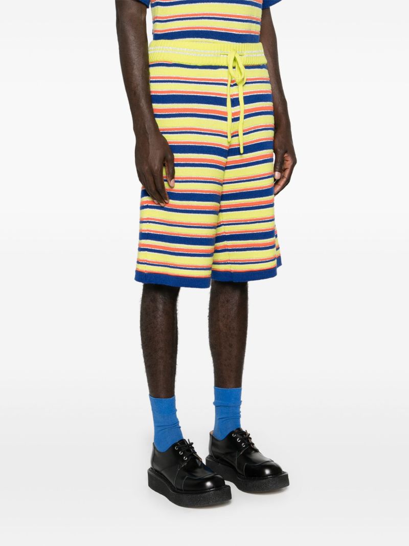 Yellow Striped Ribbed Shorts