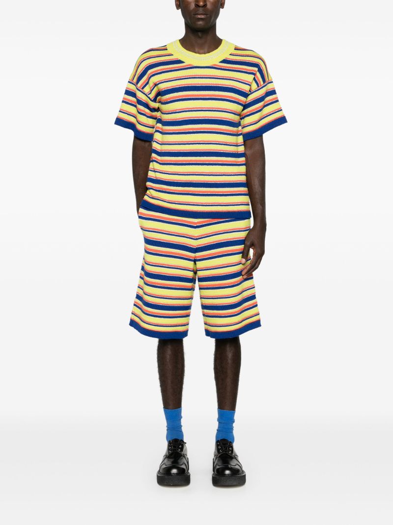 Yellow Striped Ribbed Shorts