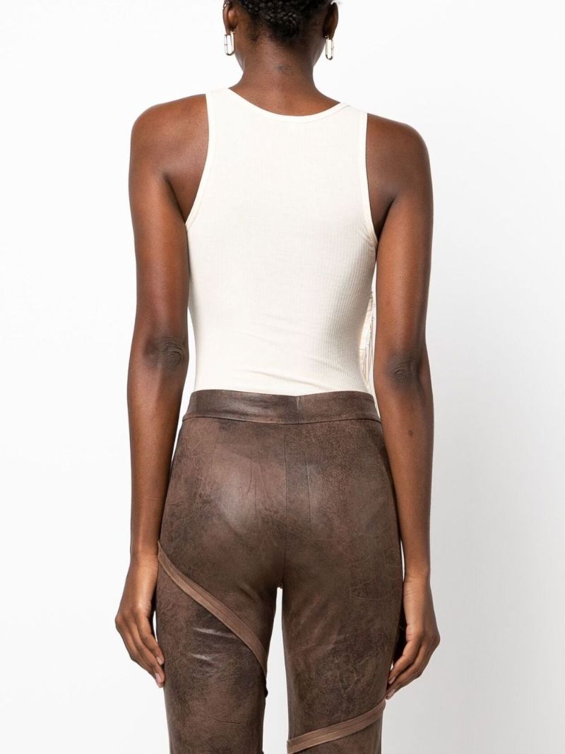 White Lace-up Organic Cotton Bodysuit