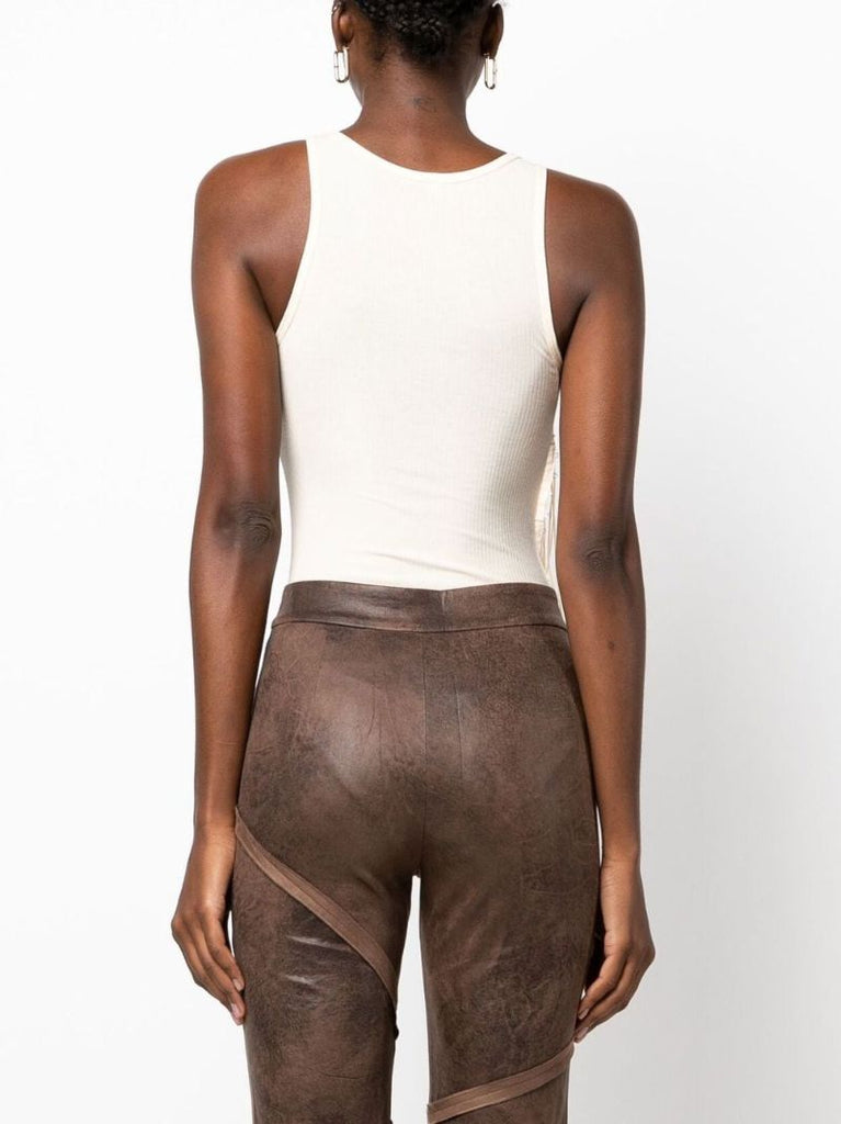 White Lace-up Organic Cotton Bodysuit
