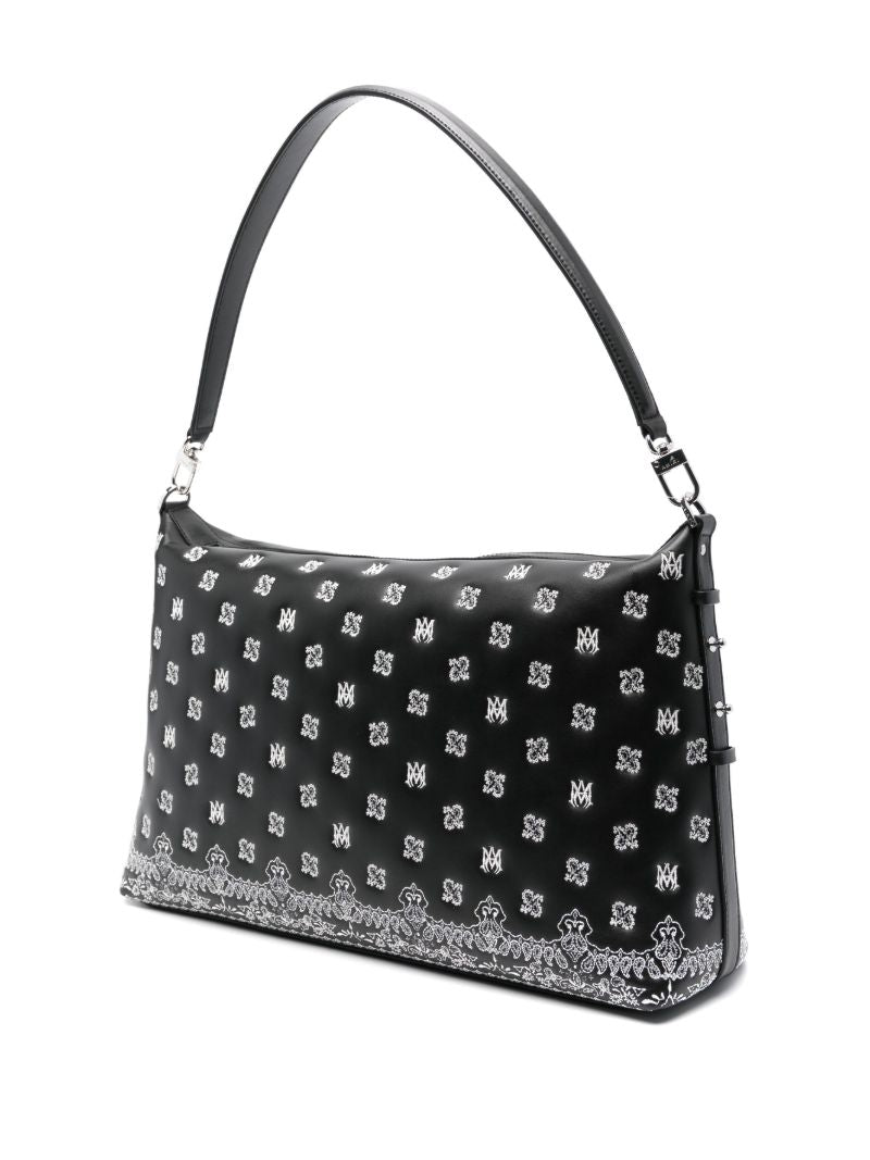 Black Bandana Leather Messenger Bag