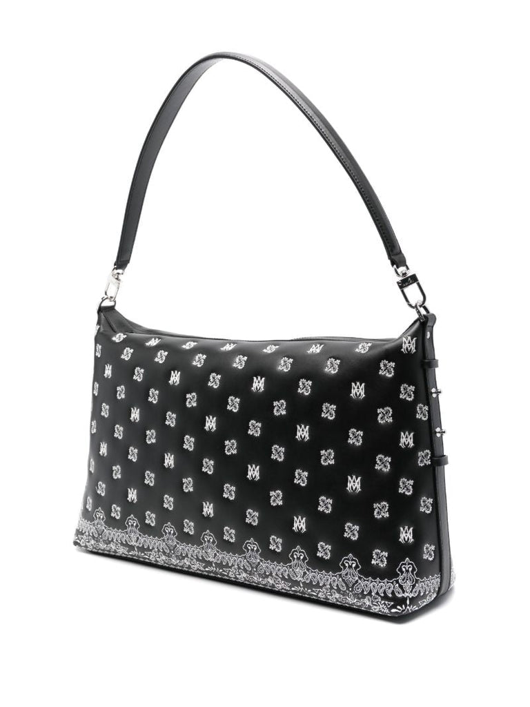 Black Bandana Leather Messenger Bag