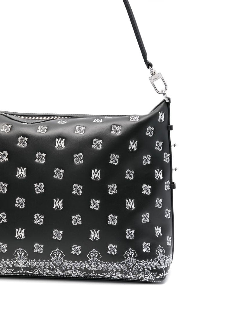 Black Bandana Leather Messenger Bag