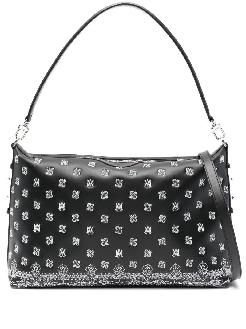 Black Bandana Leather Messenger Bag