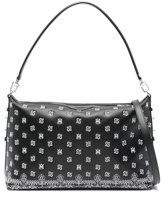 Black Bandana Leather Messenger Bag
