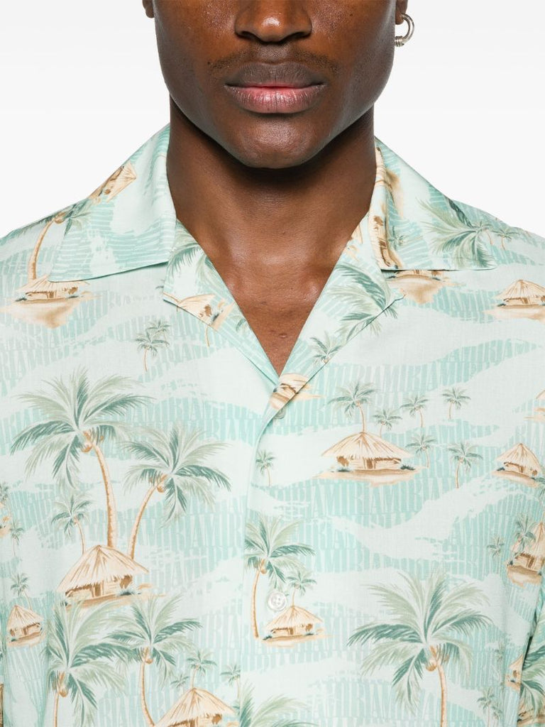 Green Palm Tree Print Shirt