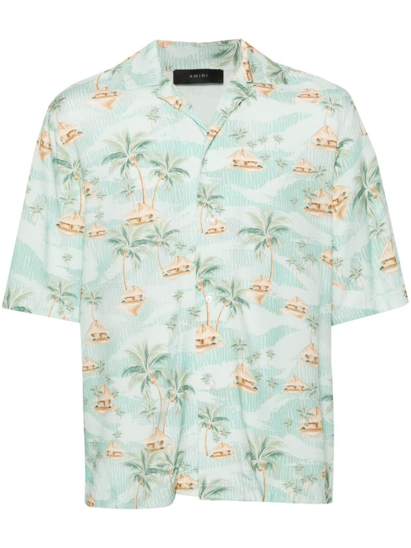 Green Palm Tree Print Shirt