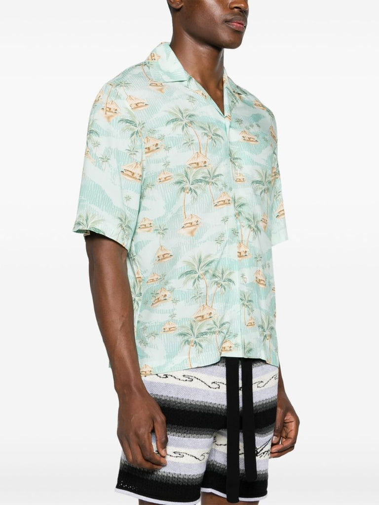 Green Palm Tree Print Shirt