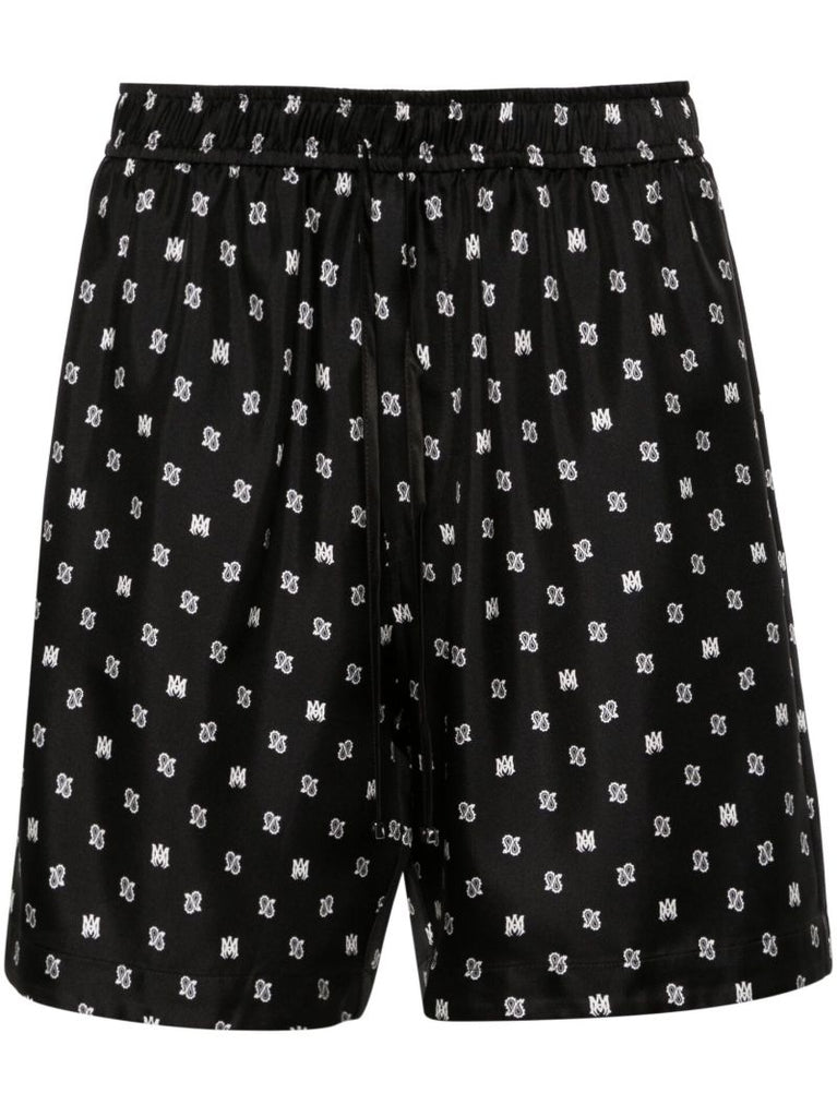 Black Ma Logo Silk Shorts