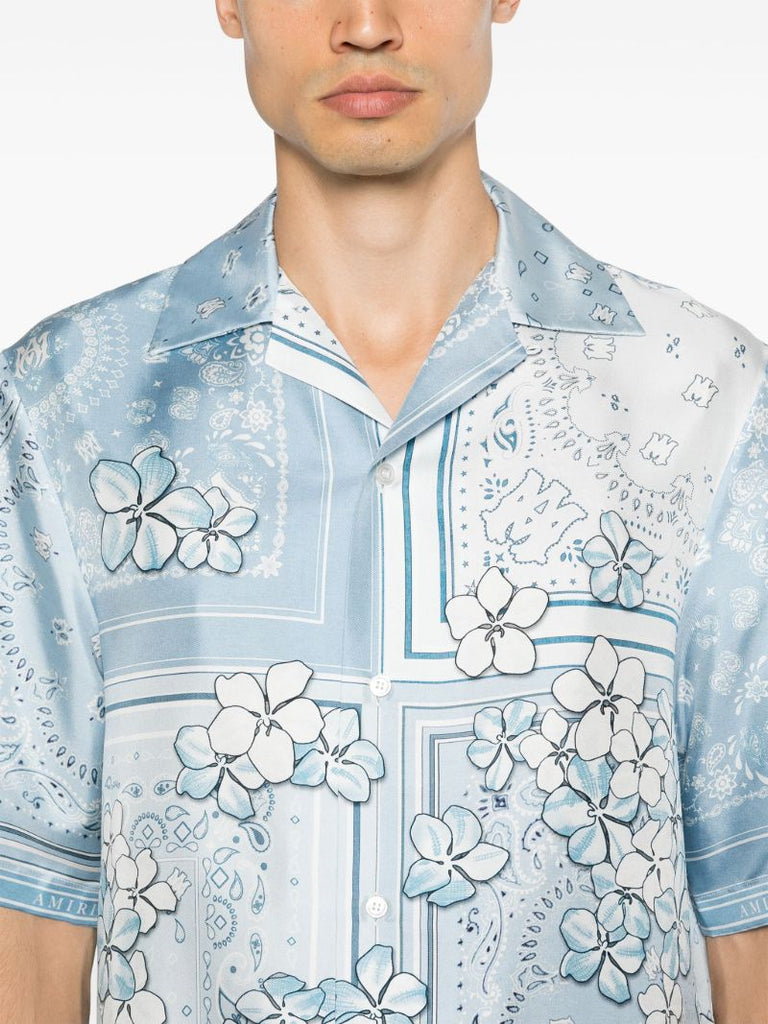 Blue Bandana-print Silk Shirt