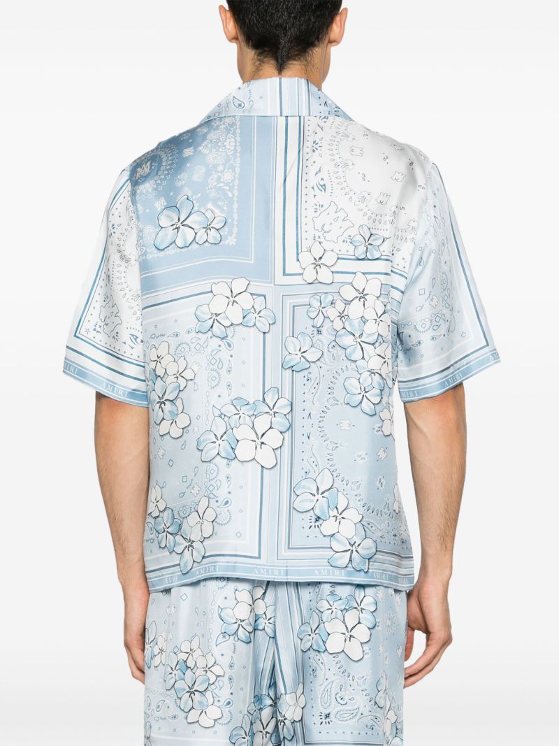 Blue Bandana-print Silk Shirt