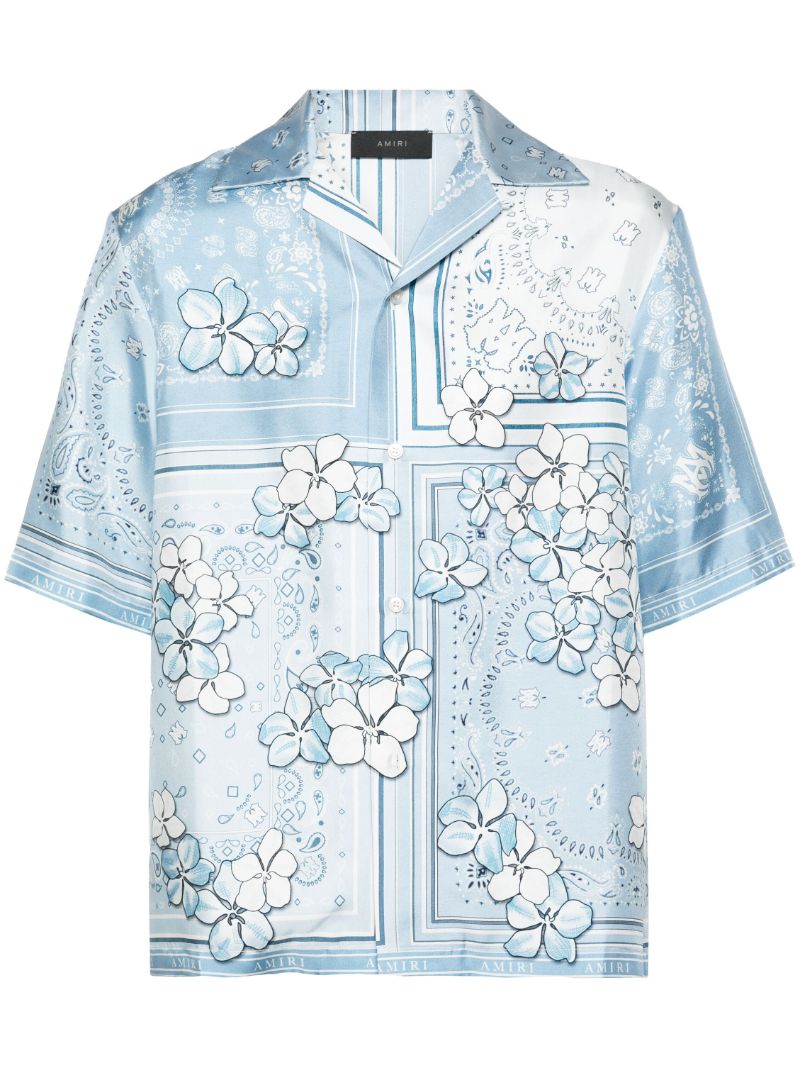 Blue Bandana-print Silk Shirt