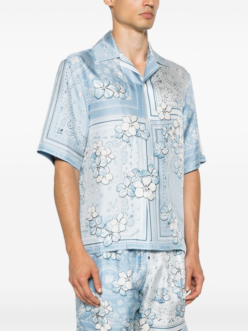 Blue Bandana-print Silk Shirt
