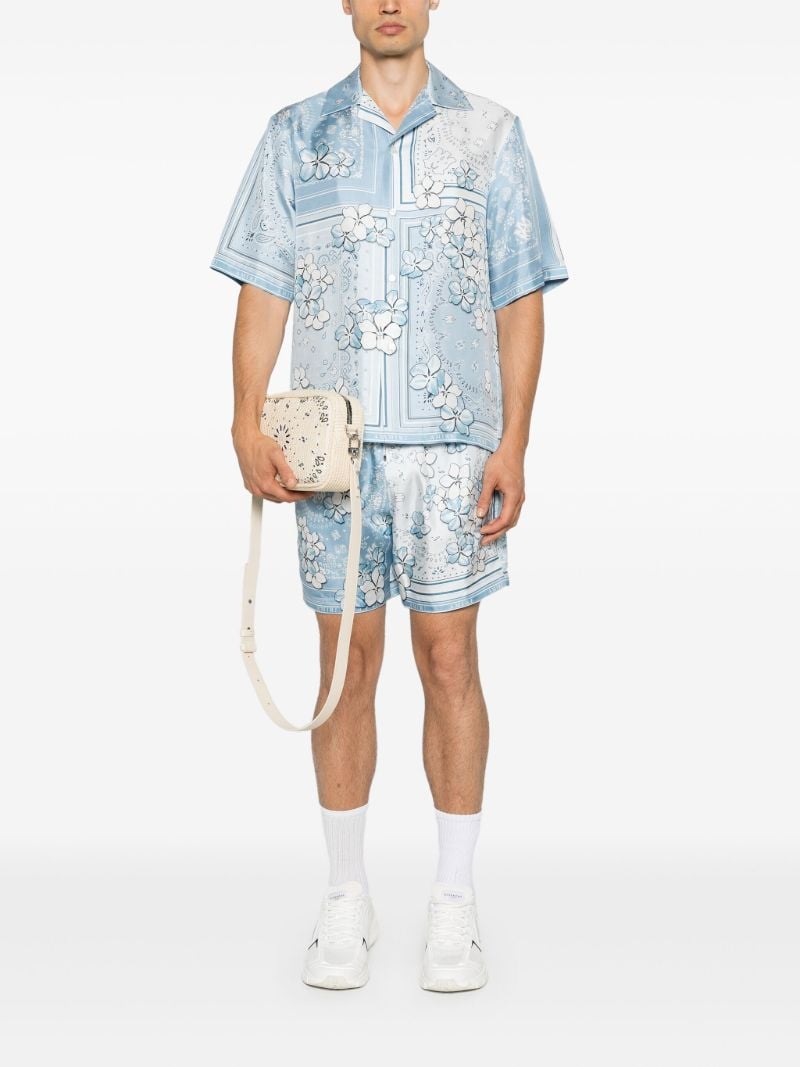 Blue Bandana-print Silk Shirt