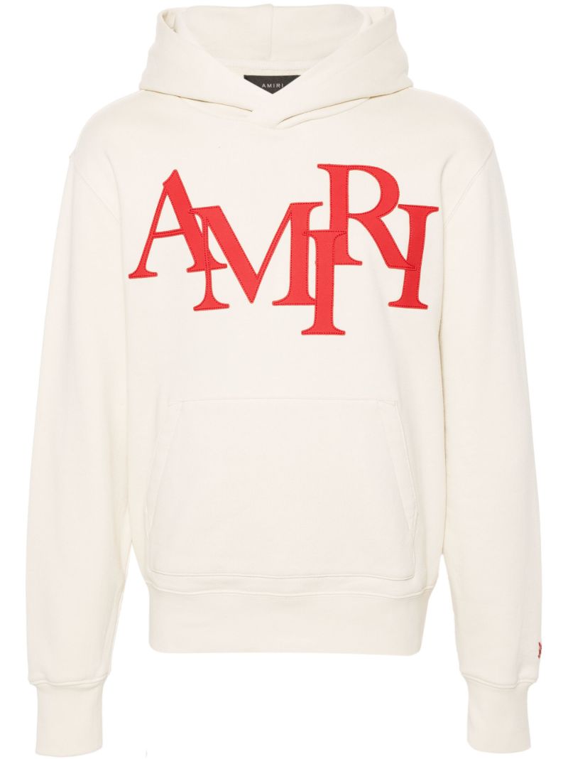 Neutral Logo Print Cotton Hoodie