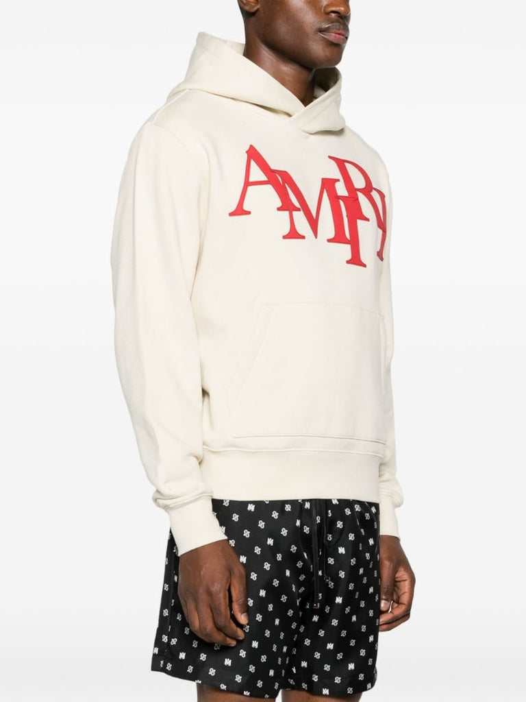 Neutral Logo Print Cotton Hoodie