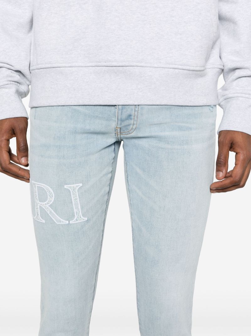 Blue Logo Embroidered Skinny Jeans