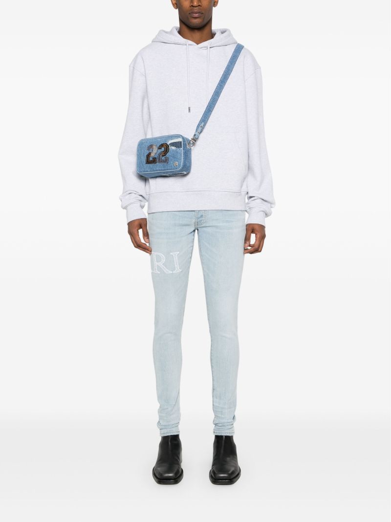 Blue Logo Embroidered Skinny Jeans