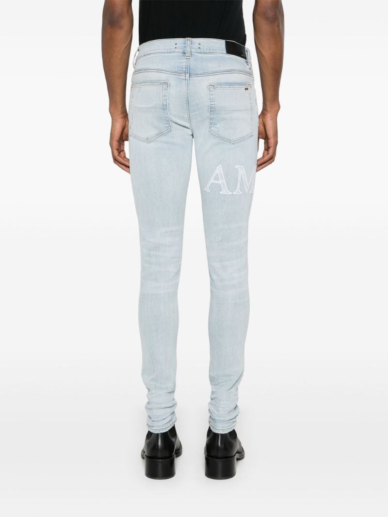 Blue Logo Embroidered Skinny Jeans