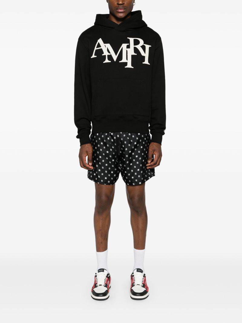 Black Logo Print Cotton Hoodie