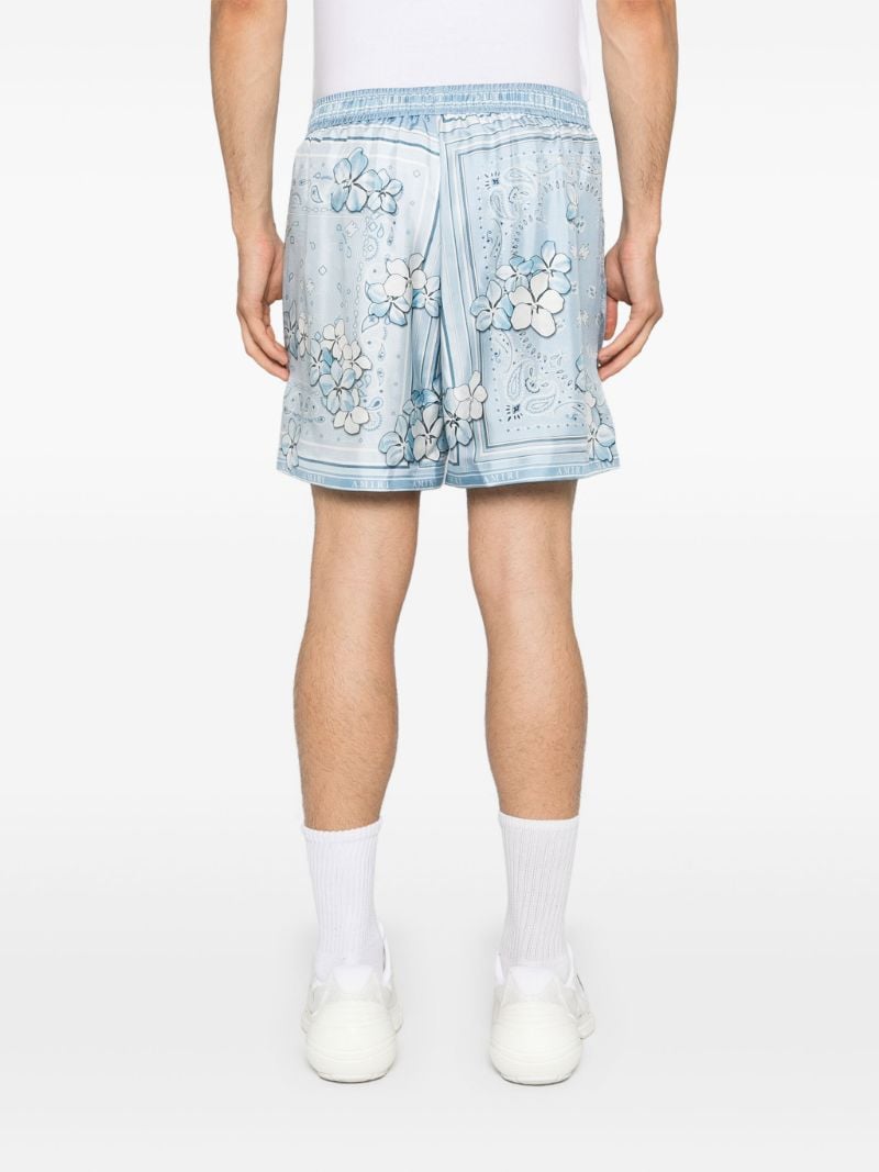 Blue Bandana-print Silk Shorts