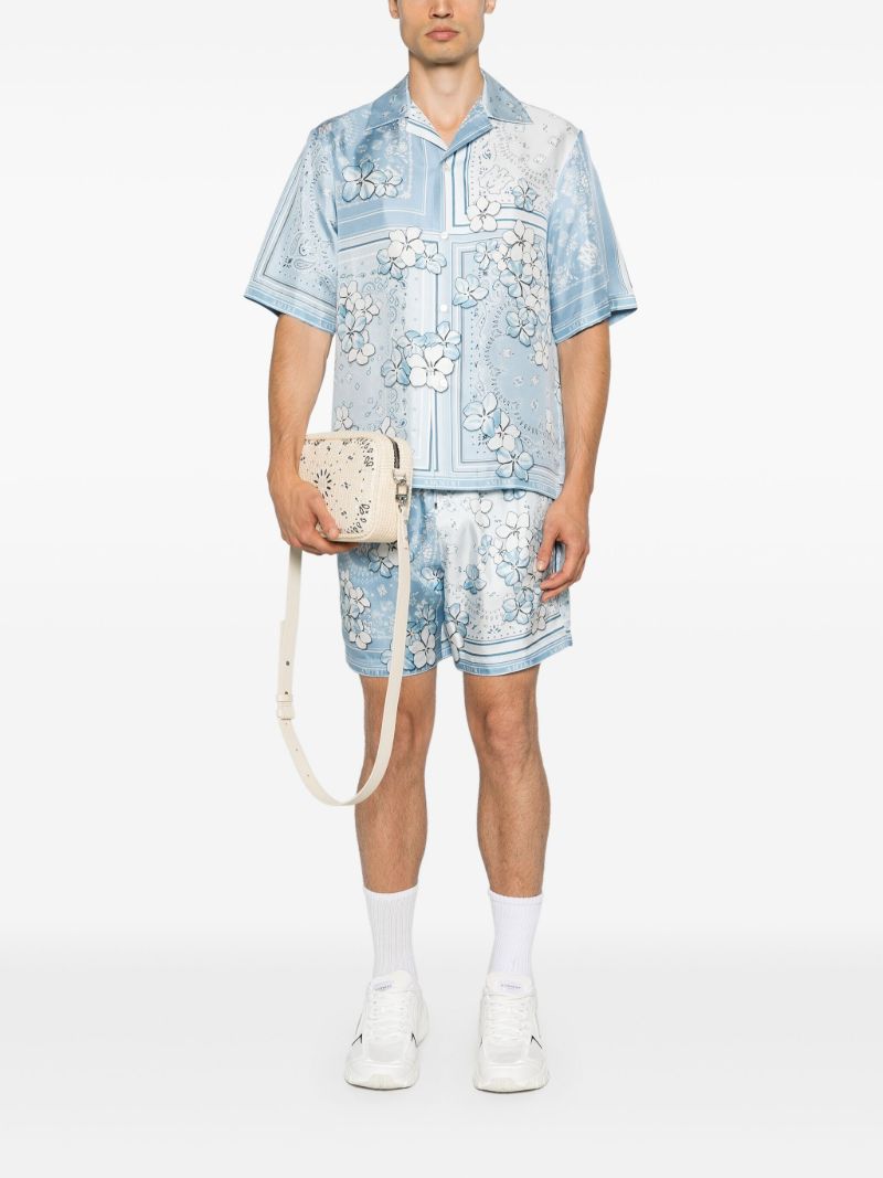 Blue Bandana-print Silk Shorts