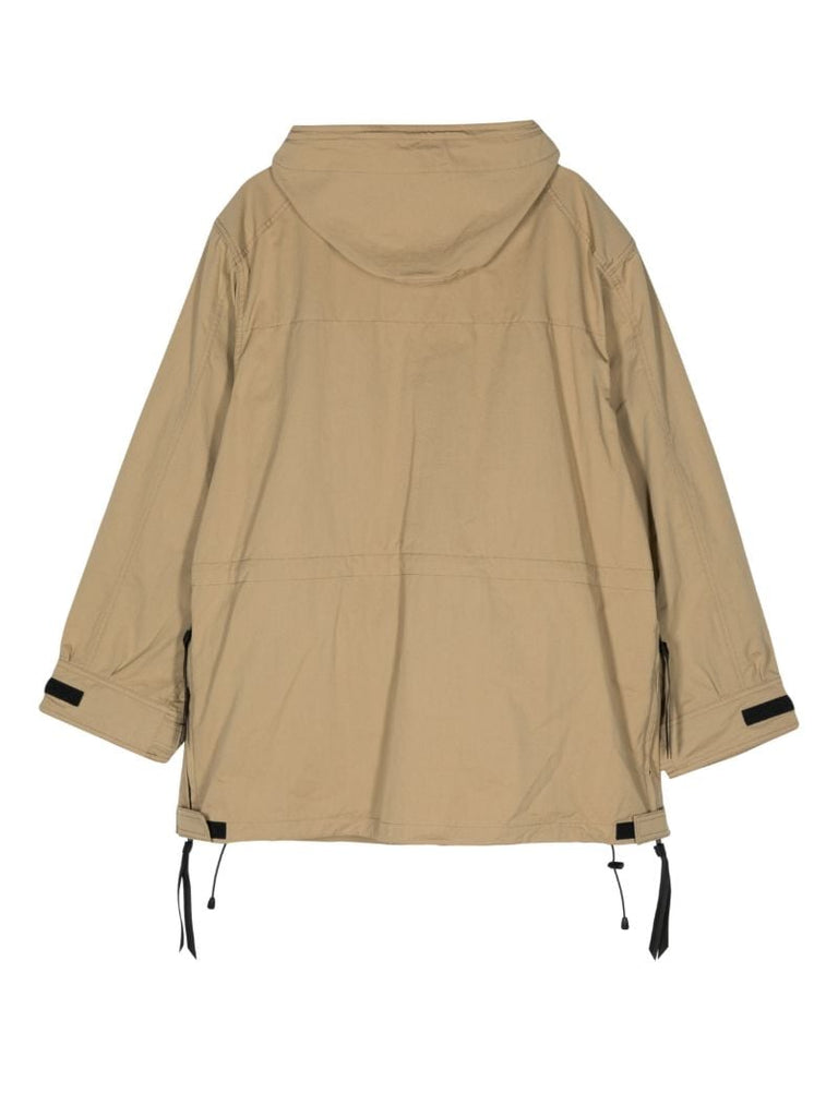 Neutral Hooded Multiple-pocket Parka