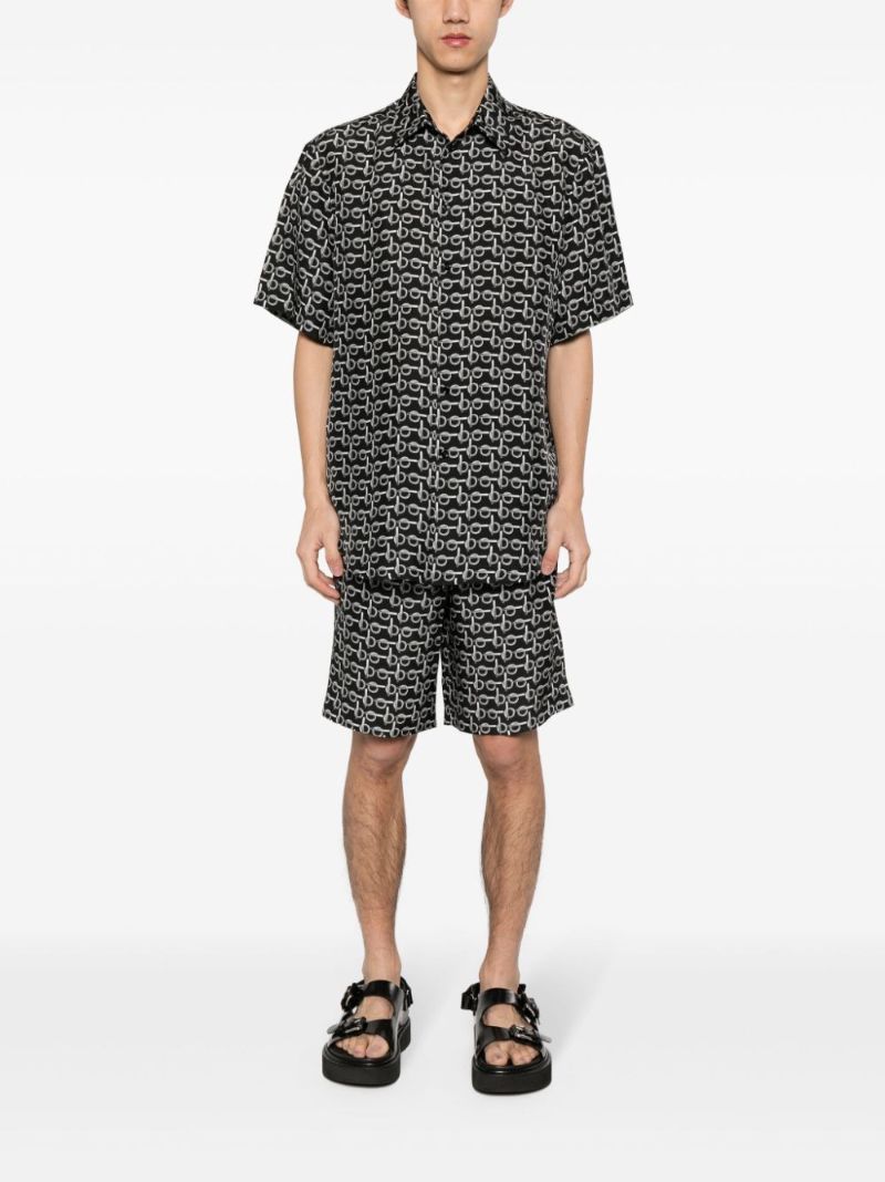 Black B-print Silk Shirt