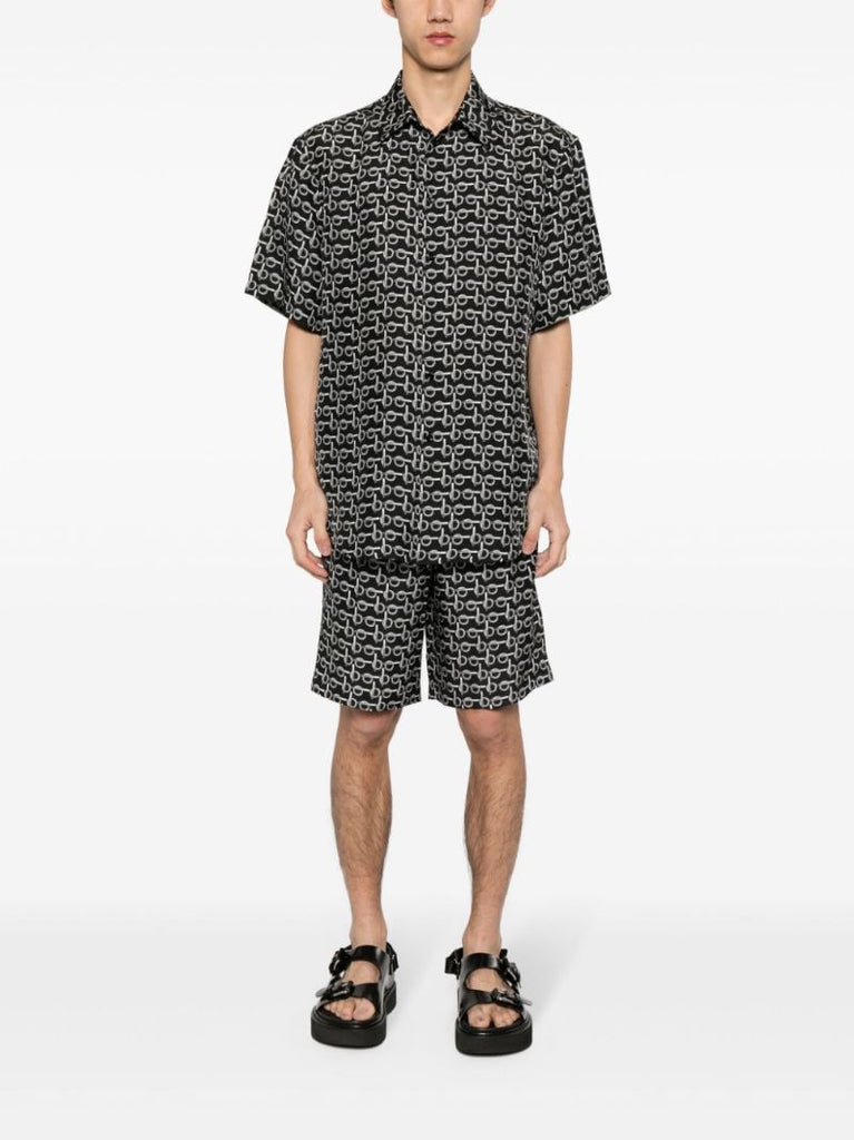 Black B-print Silk Shirt