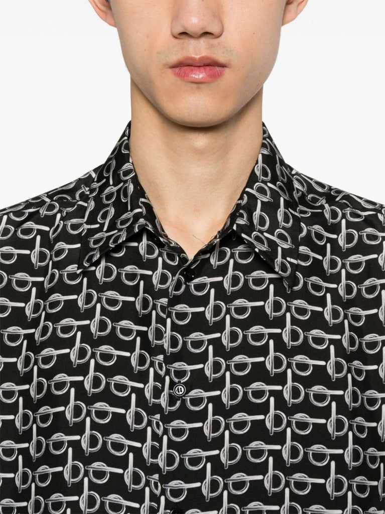 Black B-print Silk Shirt