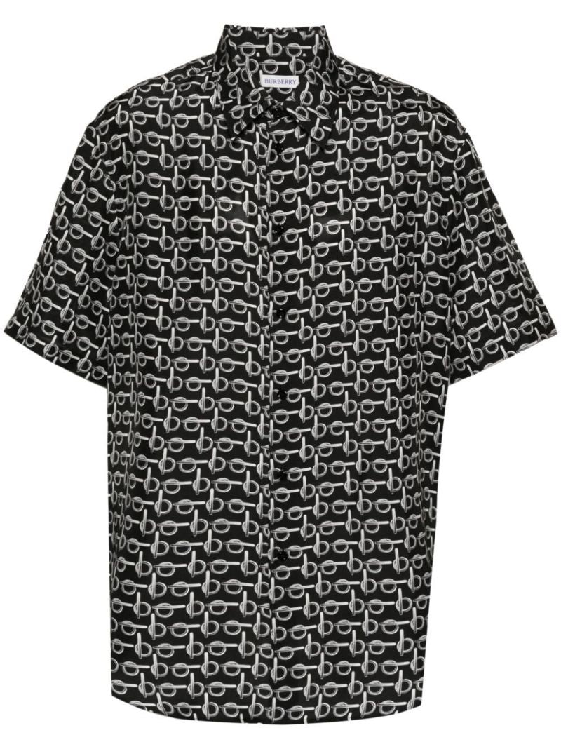 Black B-print Silk Shirt