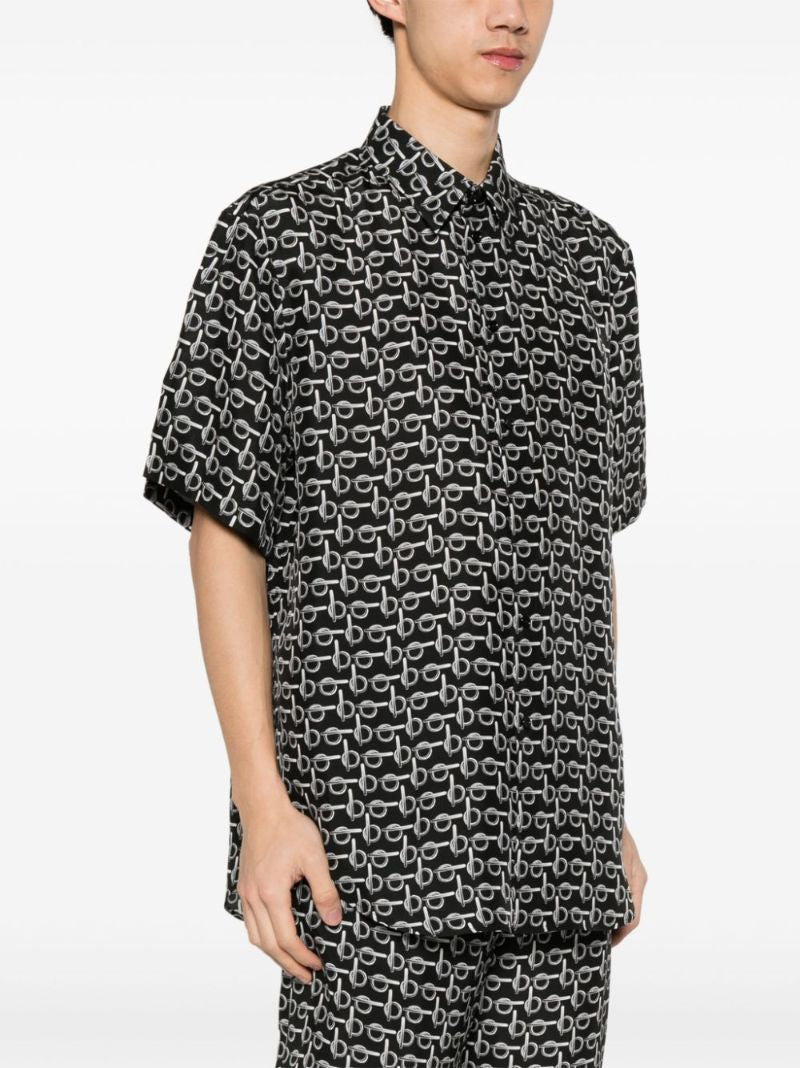Black B-print Silk Shirt