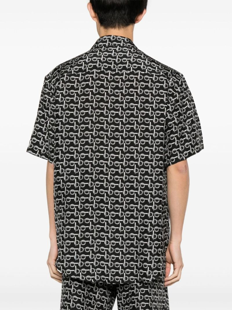 Black B-print Silk Shirt