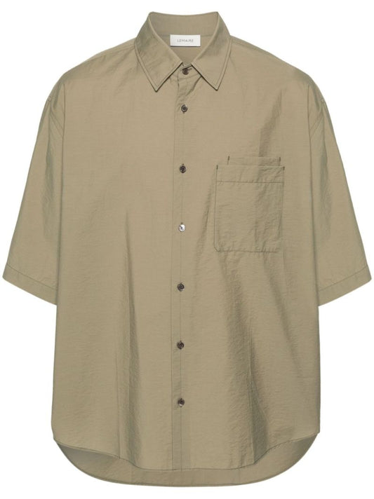 Green Short-sleeve Cotton Shirt