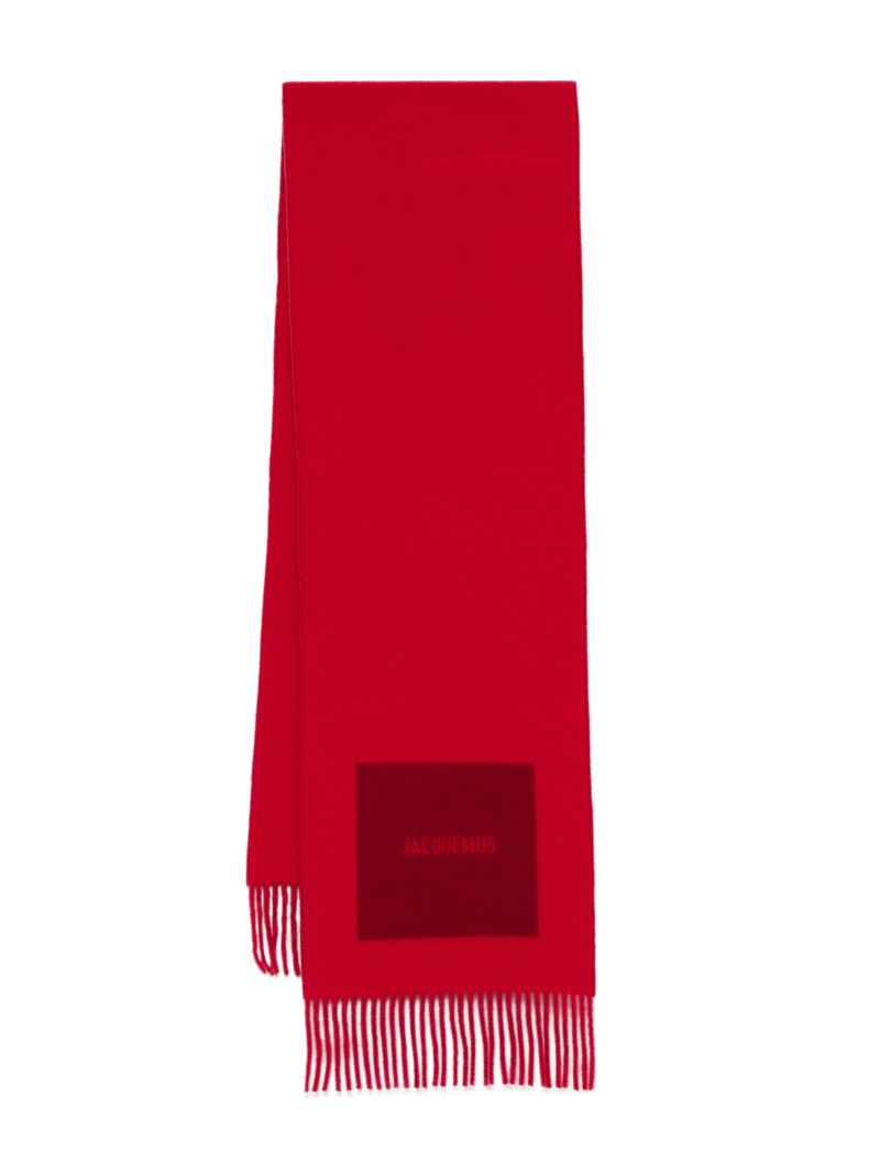 Red Logo Jacquard Scarf